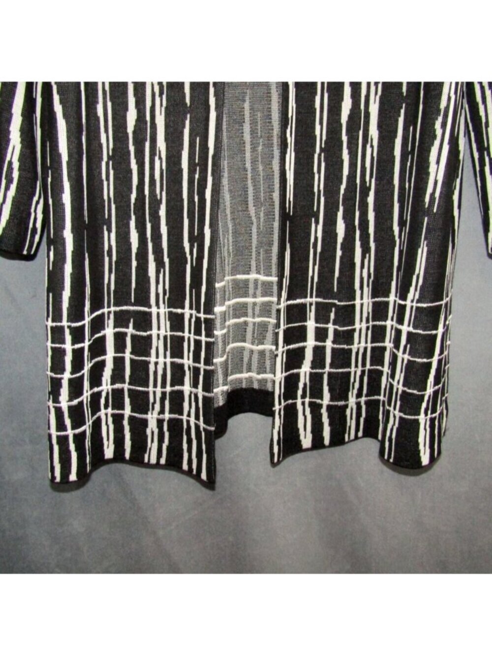 Ming Wang Black White Abstract Stripe Knit Jacket Tank Dress Set Size XL Classic - Picture 12 of 16